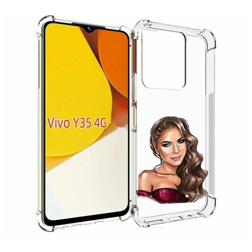 Чехол MyPads девушка-с-улыбкой женский для Vivo Y35 4G 2022 / Vivo Y22 задняя-панель-накладка-бампер