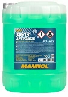 Антифриз зеленый AG13 (-40*C) (10л) MANNOL MEG (Hybrid additives)