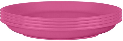 Набор пластиковых тарелок плоские, цвет розовый, 23 см, 4 шт