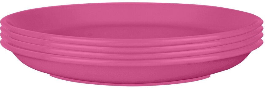 Набор пластиковых тарелок плоские цвет розовый 23 см 4 шт