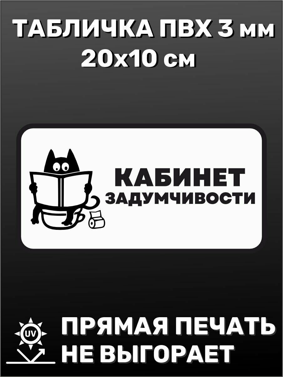 Табличка прикольная на дверь туалета с надписью Кабинет задумчивости 20х10 см