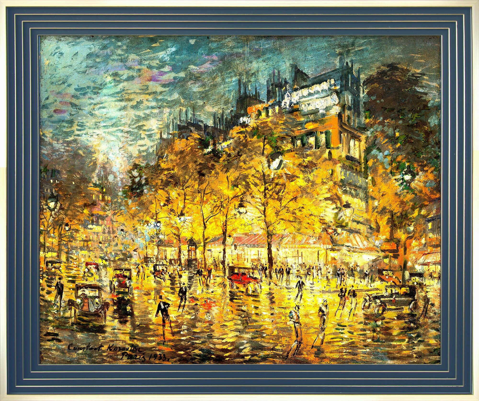 Репродукция картины К. А. Коровин "Париж ночью" 67х57