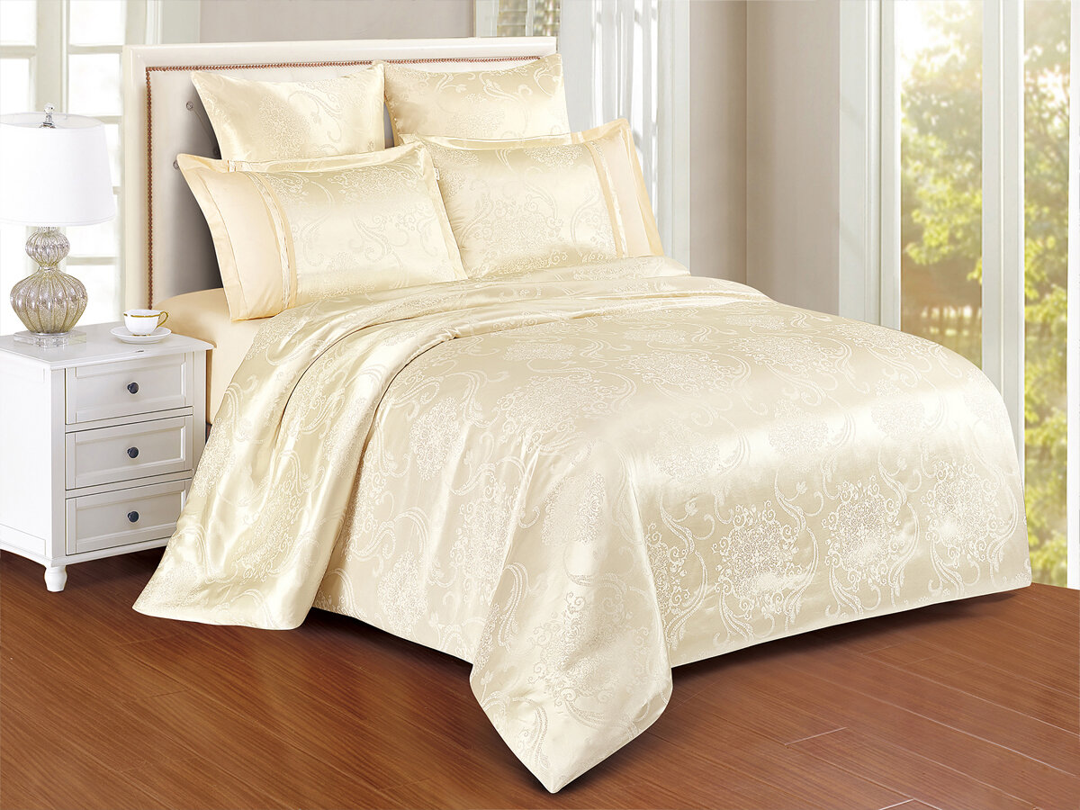 Постельное белье 2 спальное Cleo Satin Jacquard наволочки 50х70 и 70х70