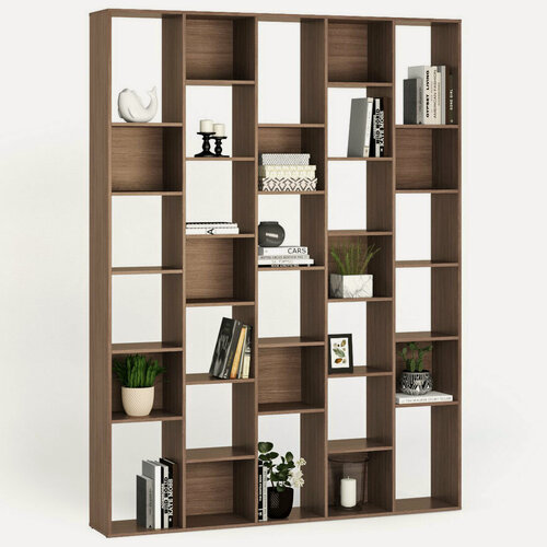 Изображение товара Стеллаж перегородка для зонирования комнаты 1873х252х2237 мм МагМебель №15 ясень шимо тёмный