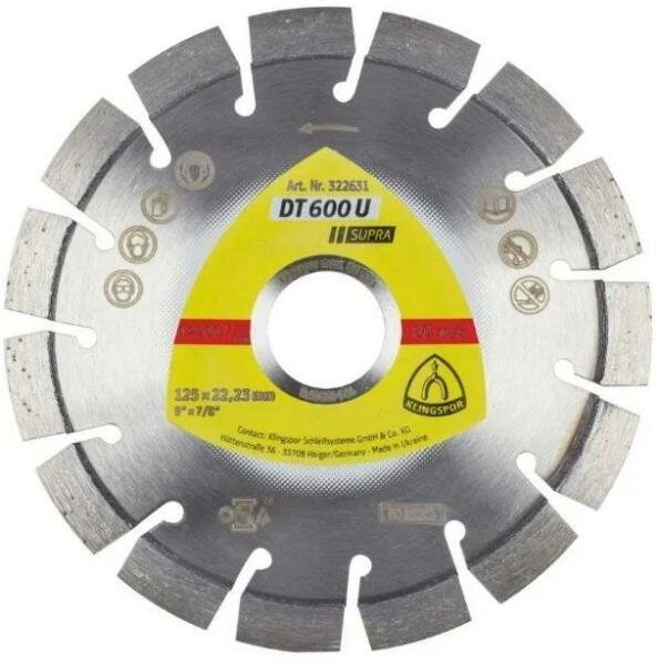 Klingspor алмаз. отрезн. кругиDT/SUPRA/DT600GU/S/125X24X2223/9S/10