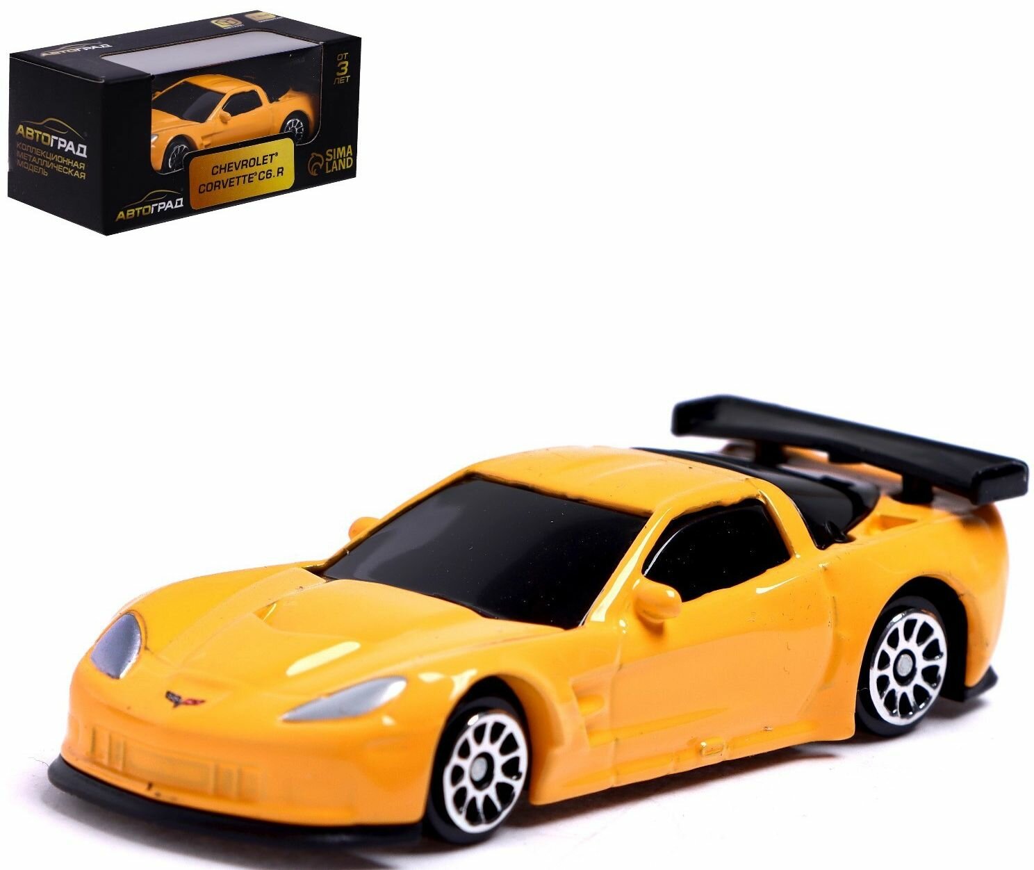 Машина CHEVROLET CORVETTE C6-R, металлическая коллекционная модель, игрушечный транспорт, цвет жёлтый