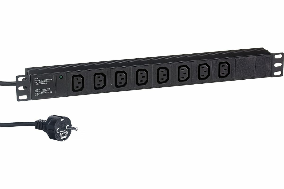 Exegate EX280855RUS Блок розеток ExeGate ServerPro PDU-19H809 Al-8C13-EU2.5, 19",1U,алюм, 8 IEC 320 C13, евровилка, 2.5м - фото №5