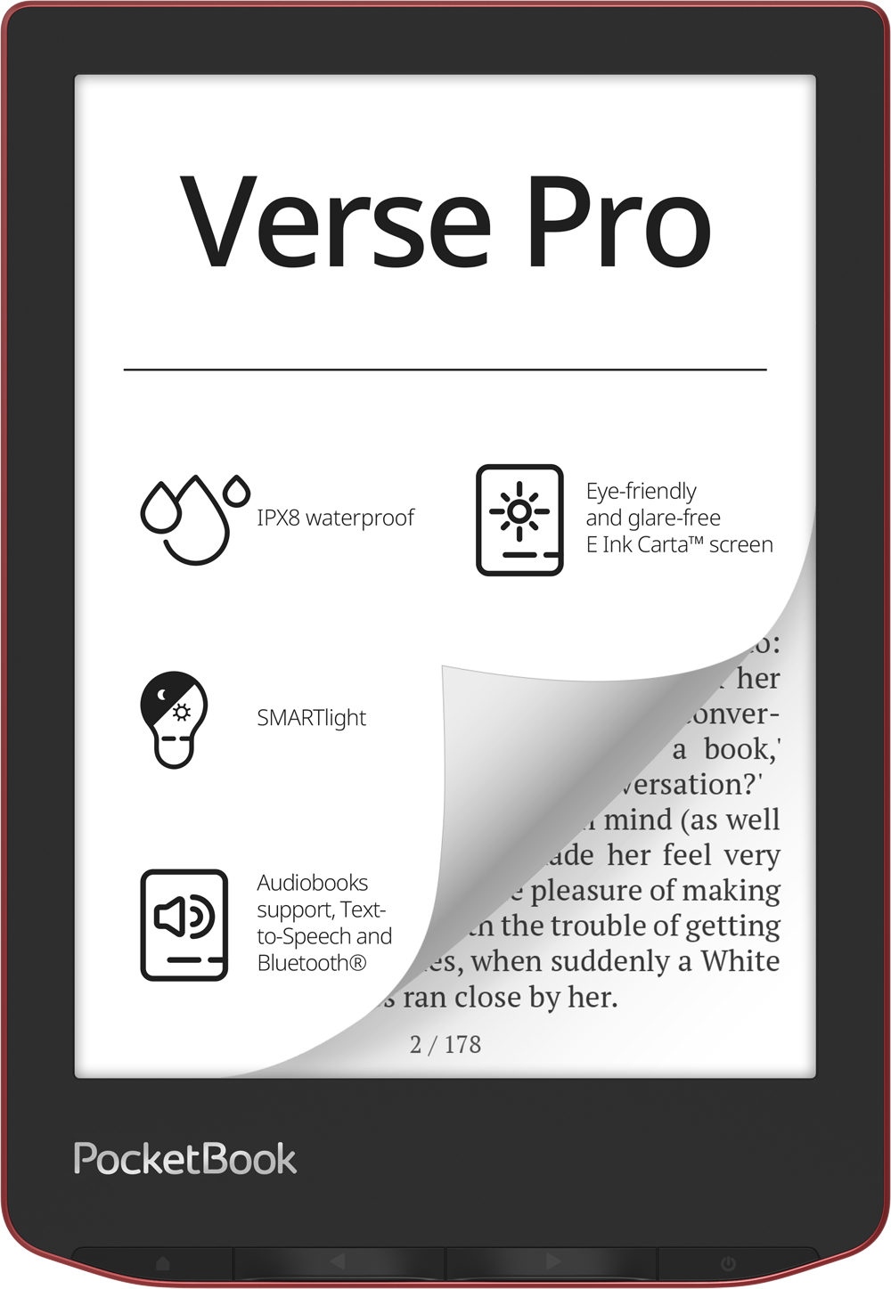 6"Электронная книга Pocketbook 634 Verse Pro (PB634-3-WW) цвет красный