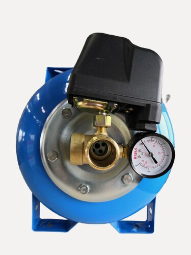 Изображение товара Гидроаккумулятор с автоматикой в сборе (гидробак 24л, реле давления, штуцер, манометр)