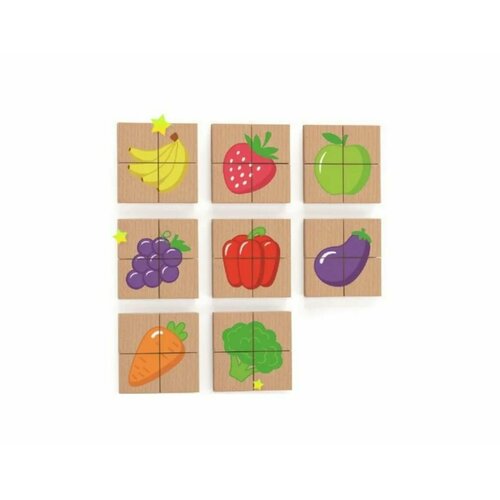 Мозаика магнитная Фрукты и овощи 8 шт по 4 детв коробке 3225₽