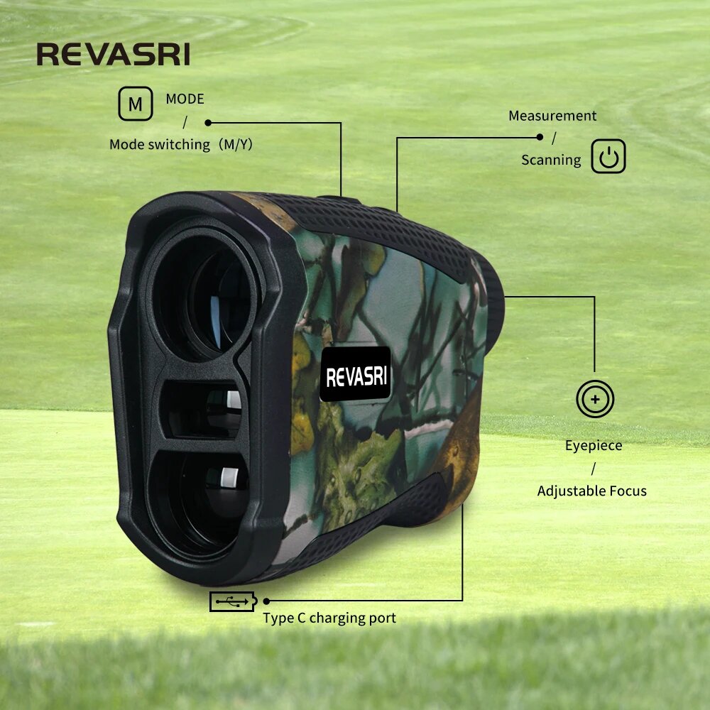 Охотничий лазерный дальномер REVASRI 600 1000 м с измерением расстояния угла, скорости, высоты и непрерывного сканирования для охоты, Тёмно-серый, 1000M