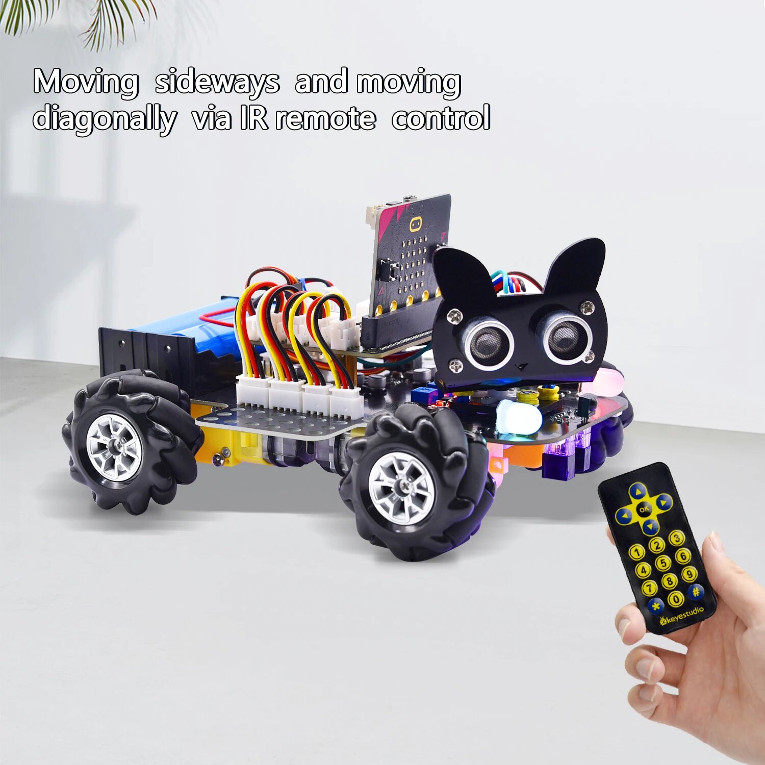 Keyestudio Micro: Bit V2 4WD Mecanum колесо робот-автомобиль комплект для Microbit STEM игрушки Makecode и Python программирование DIY стартовый комплект, No microbit board — фото 1