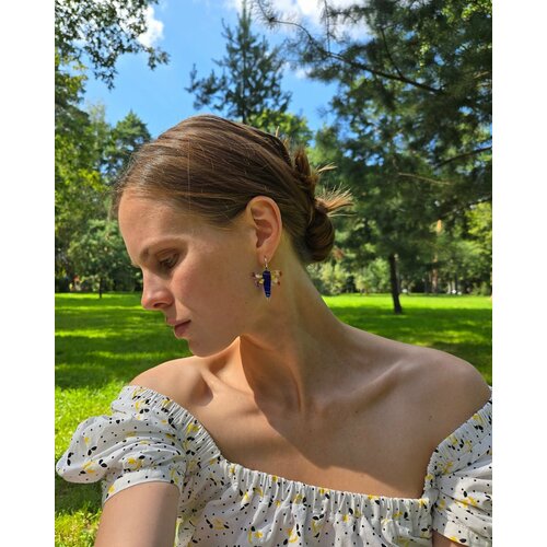 Комплект серег Daily Daisy, размер 12 мм, синий