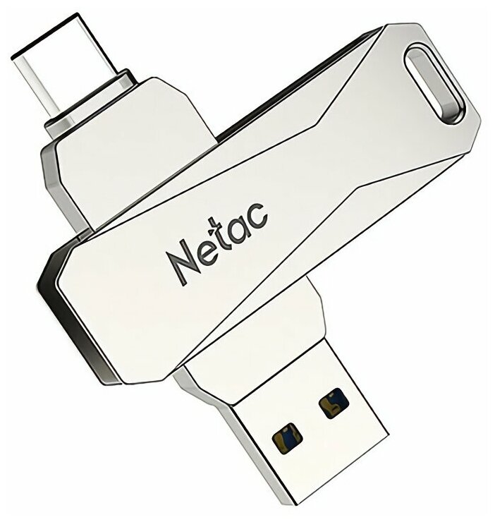Флешка Netac U782C, 64 ГБ, USB 3.0/USB Type-C, серебристый (NT03U782C-064G-30PN)