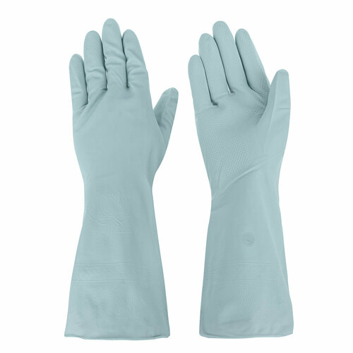 Перчатки хозяйственные VETTA прочные размер L серо-голубые ПВХ 290₽