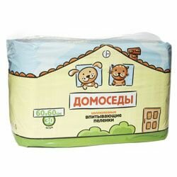 Домоседы Пеленки впитывающие 60х60 см  30 шт   целлюлозные для собак и кошек  белые