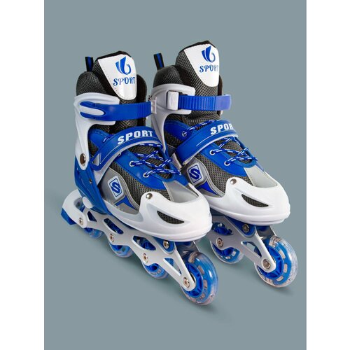 Коньки роликовые в сумке, раздвижные светящиеся, размер 37-40, синие