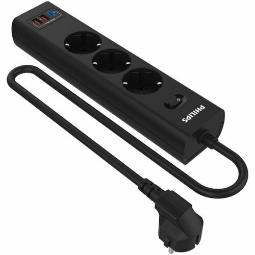 Сетевой фильтр Philips 3 Розетки с USB PDQC30 5912В 20Вт кабель - 3M черный 1450₽