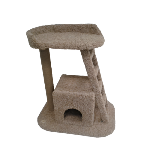 Домик для кошки с когтеточкой, Моя Котя, “Дом отдыха”, бежевый ковролин и джут