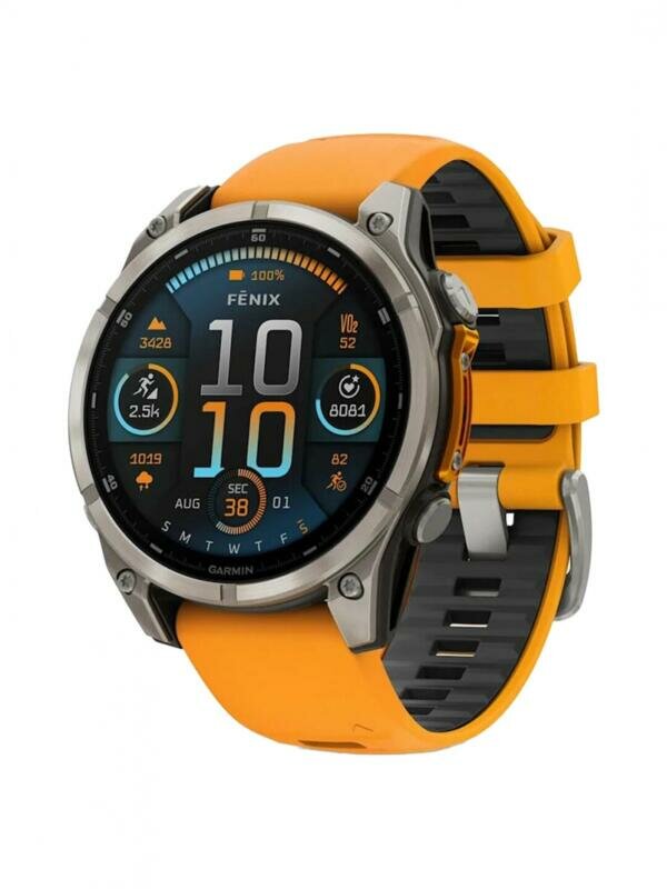 Умные часы Garmin Fenix 8, 47mm, Amoled Sapphire Titanium Orange (010-02904-11)