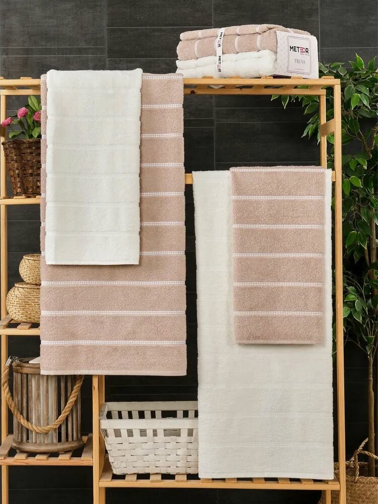 Набор полотенец METEOR TUROVA (50х90-2 шт, 70х140-2 шт.) бежевый-кремовый