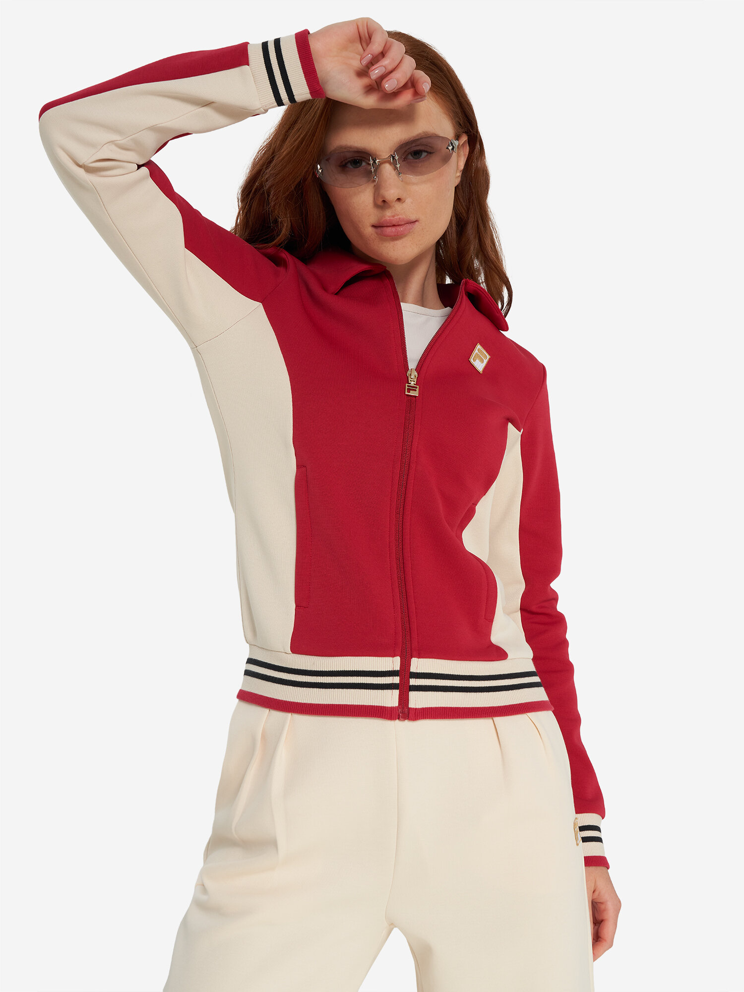 Толстовка Fila, размер 50, , красный/бежевый — фото 1