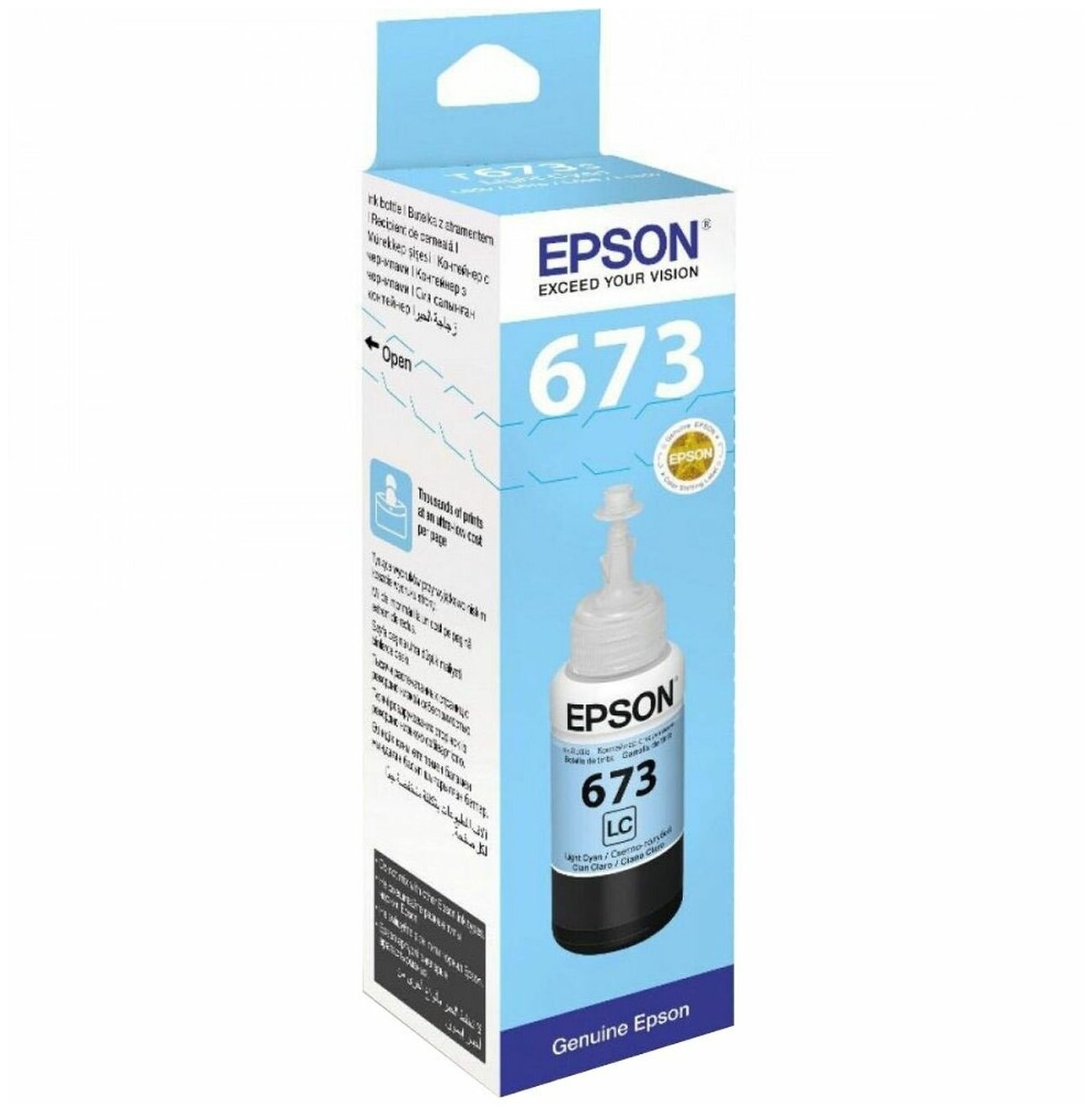 Чернила Epson C13T673598, для Epson L800, Epson L805, Epson L810, Epson L850, Epson L1800, светло-голубой, 70 мл