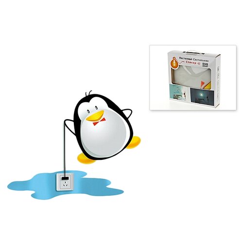 фото Лампа настенная с декоративной наклейкой пингвин 60х60см keng-9070001 ens group
