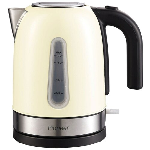 Чайник электрический Pioneer KE556M ivory 1,7 л, корпус из нержавеющей стали, контроллер STRIX, фильтр от накипи, 2200 Вт