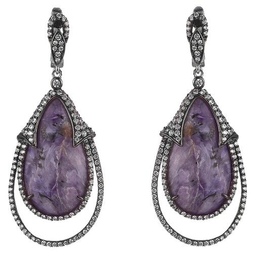 Серьги ELEMENT47 из серебра 925 пробы с чароитами и кубическими цирконами