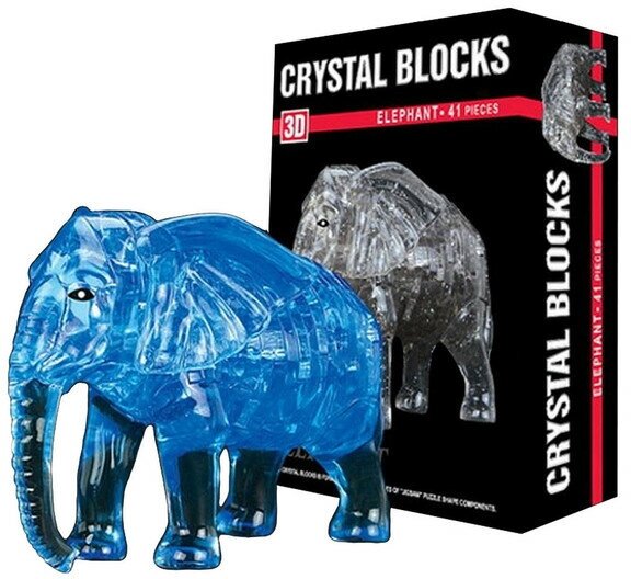 Пазл 3D кристаллический «Слон», 41 деталь, микс