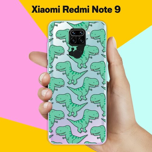 Силиконовый чехол Динозавры на Xiaomi Redmi Note 9 силиконовый чехол на xiaomi redmi note 9 сяоми редми ноут 9 с 3d принтом swan swim ring прозрачный