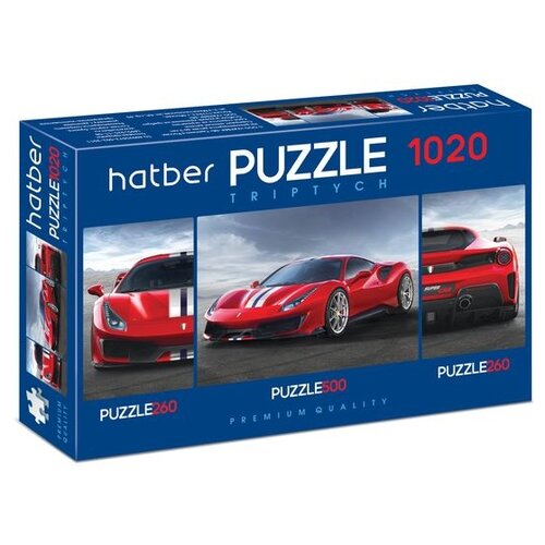 Набор пазлов Hatber Premium Triptych Super car (1020ПЗ2_20413), 1020 дет., 21х5х32.5 см, мультицвет набор пазлов hatber premium triptych яркие краски т2000пз2 22347 500 дет