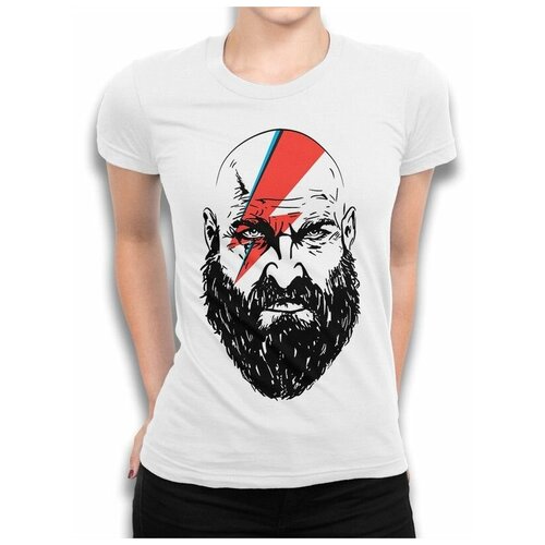 Футболка Design Heroes Кратос - Дэвид Боуи / God of War / David Bowie Женская Белая S