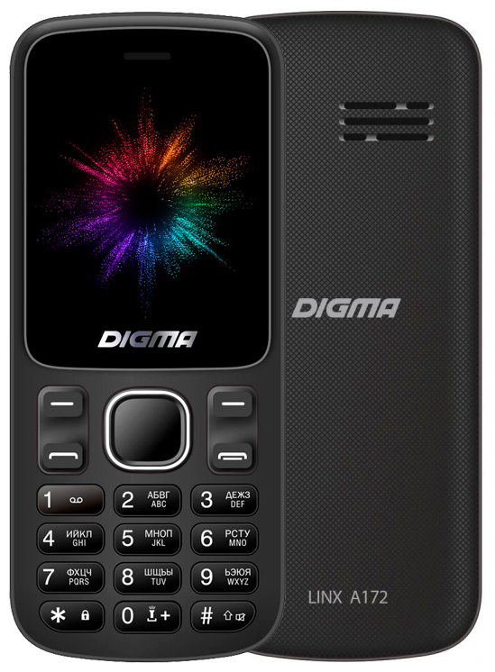 Мобильный телефон Digma A172 Linx 32Mb черный моноблок 2Sim 1.77" 128x160 GSM900/1800 microSD max32G