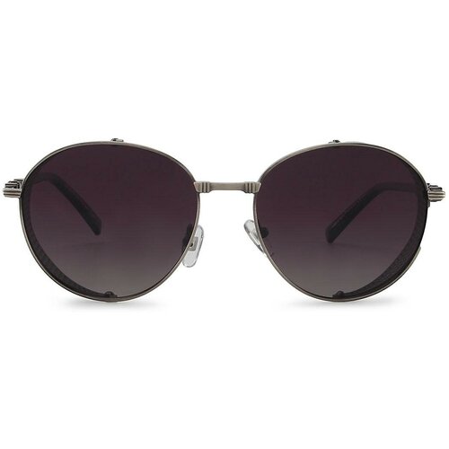 фото Солнцезащитные очки matrix, круглые, оправа: металл, поляризационные, для мужчин, серый