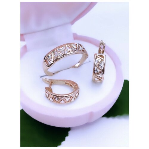 Комлпект бижутерии из дубайского золота КТ723: серьги кольцо р.17