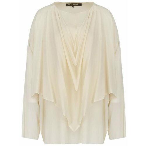 Блуза  Ter et Bantine, классический стиль, полуприлегающий силуэт, длинный рукав, размер 44, бежевый