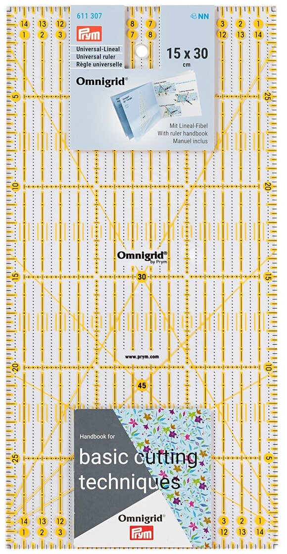 PRYM 611307 Универсальная линейка Omnigrid пластик 15 см х 30 см в пакете .