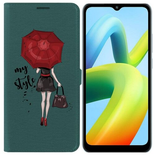 Чехол-книжка Krutoff Eco Book для Xiaomi Redmi A1+ Мой стиль (зелёный опал)