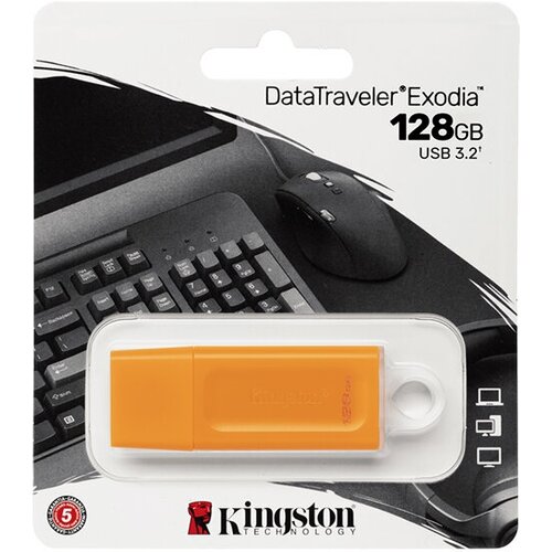 USB Flash Drive 128Gb - Kingston DataTraveler Exodia Orange KC-U2G128-7GO usb flash drive 128gb kingston datatraveler exodia green kc u2g128 7gg
