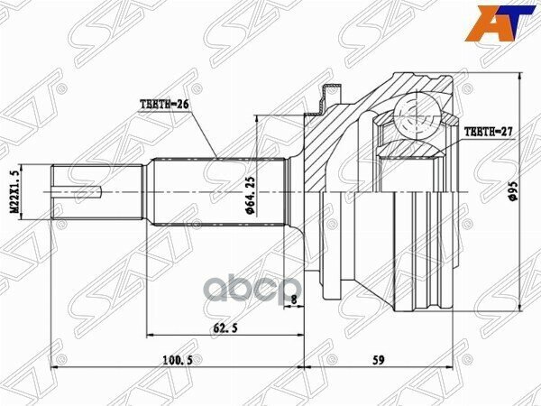 Шрус Наружный Toyota Rav-4 Aca3#/Gsa3# 05-/Harrier Zsu60 17-/Mark X Zio Ana1#/Gga10 07-/Estima Acr5# Sat арт. TO-030