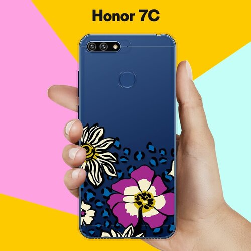 Силиконовый чехол Цветы с узором на Honor 7C силиконовый чехол фиолетовые цветы на honor 7c