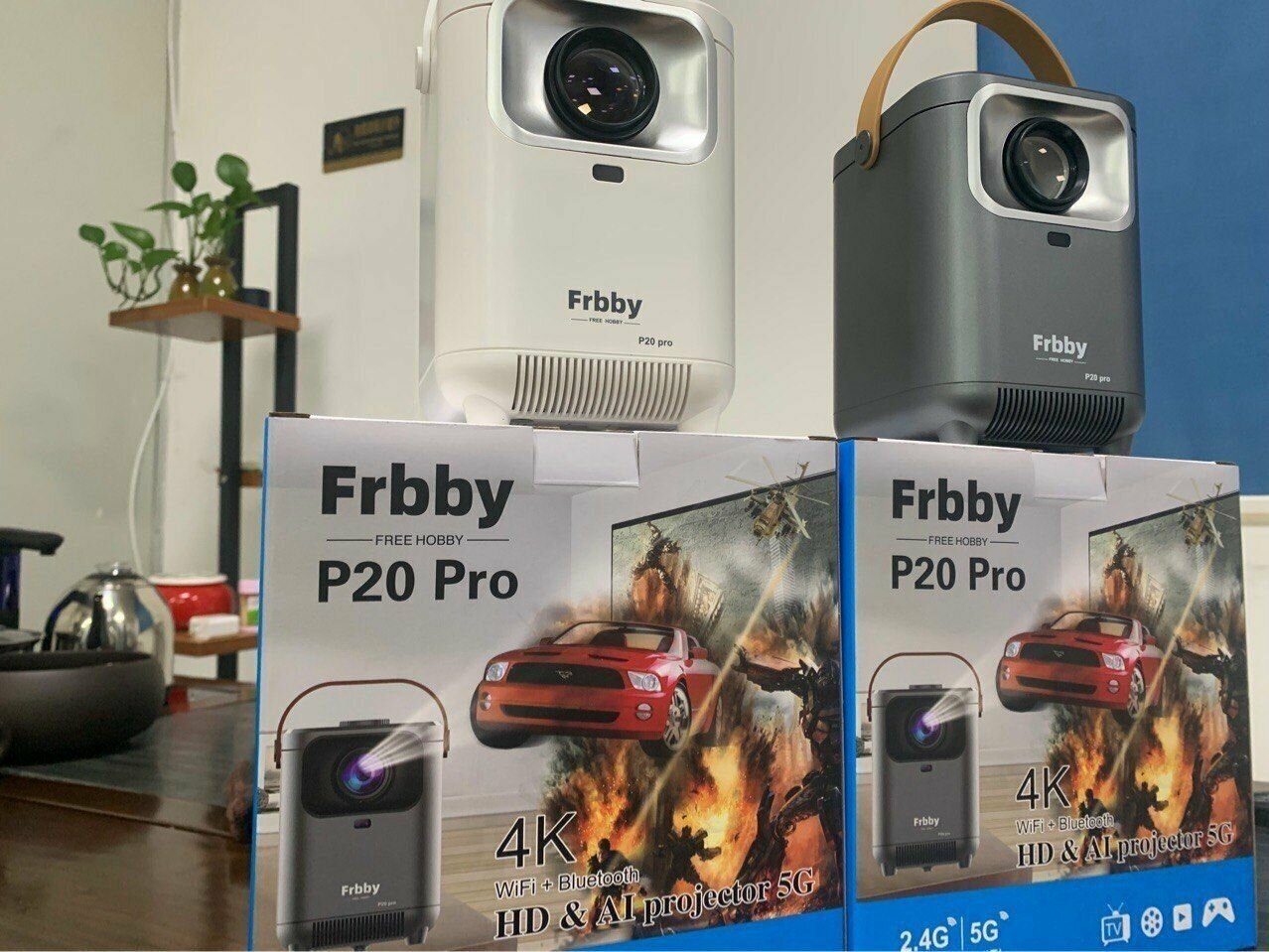 Умный мини проектор FRBBY P20 PRO (4К, HD,2.4G/5G, WIFI+ BLUETOOTH), белый
