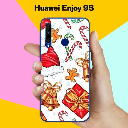 Силиконовый чехол на Huawei Enjoy 9S Узор новогодний / для Хуавей Энжой 9С силиконовый чехол на huawei enjoy 9s узор из такс для хуавей энжой 9с