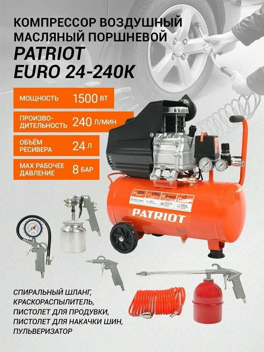 Компрессор масляный PATRIOT Euro 24-240K 24 л 15 кВт