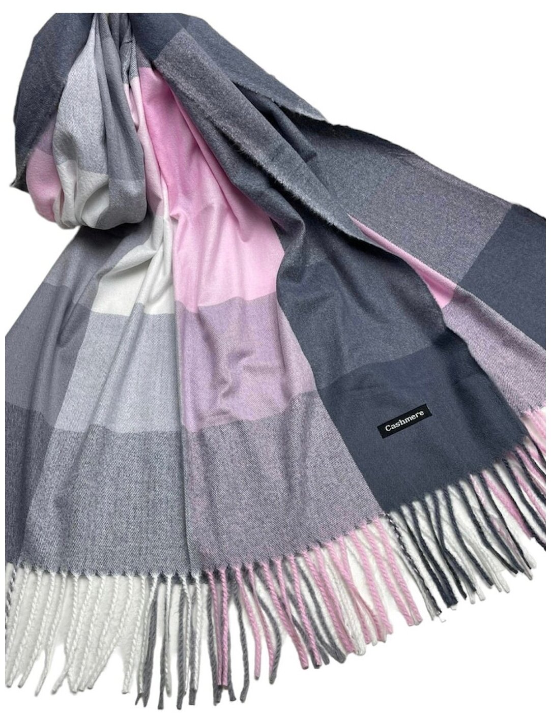 Палантин Cashmere для женщин,180х70 см, серый, розовый