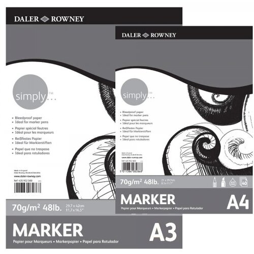 Daler Rowney Альбом для маркеров Daler Rowney Simply, 70 г/м2 40 листов А3 daler rowney скетчбук simply на спирали с микроперфорацией 100 г м2 54 листа а6