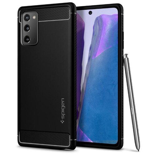 фото Прочный чехол spigen для galaxy note 20 - rugged armor - черный - acs01417
