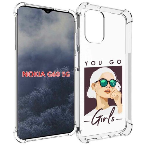 Чехол MyPads Девушка-в-очках-с-белыми-волосами женский для Nokia G60 5G задняя-панель-накладка-бампер